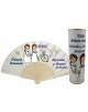 Abanico de varillas de madera PERSONALIZADO Comunión niñas rezando y con vela en lata