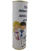 Abanico varillas de madera PERSONALIZADO con foto y texto de Comunion niño marinero y niña rubia en lata
